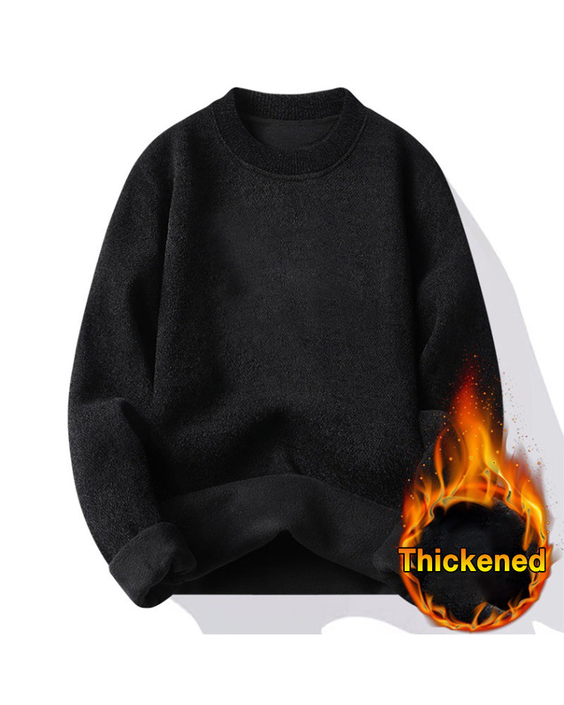 Big & Tall Men's Chenille One-piece Velvet Crew Neck Padded Sweater L-4XL