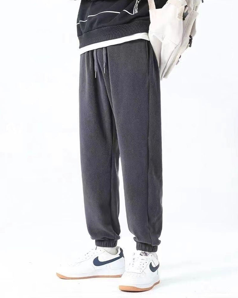 Big & Tall Men's Padded Double-sided Polar Fleece Solid Color Toe Sports Pants M-5XL