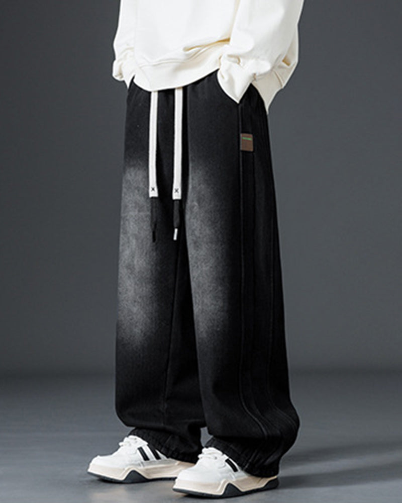 Big & Tall Men's Thickened Loose Straight Denim Pants M-8XL