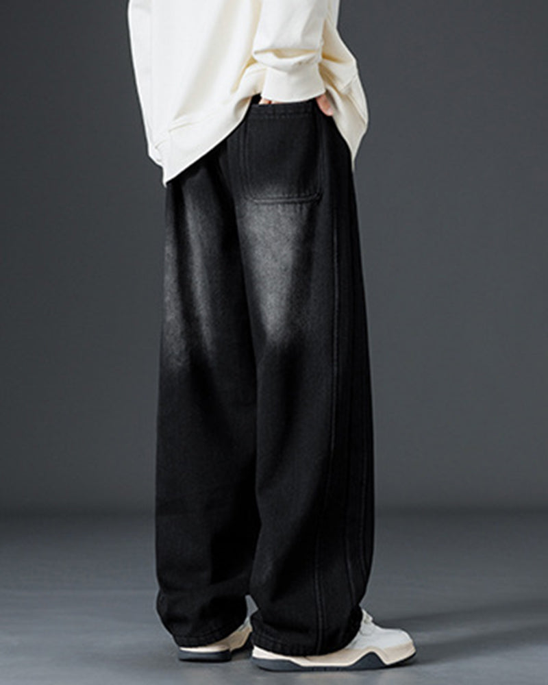 Big & Tall Men's Thickened Loose Straight Denim Pants M-8XL