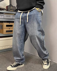 Big & Tall Men's Japanese Vintage Washed Jeans  M-8XL