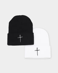 Vintage Cross Embroidered Knitted Hat-Unisex