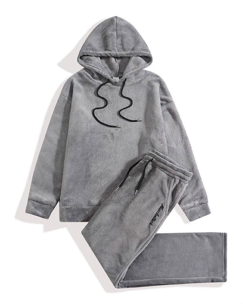 Big & Tall Men's Solid Color Sweat Hooded Pants Set S-2XL