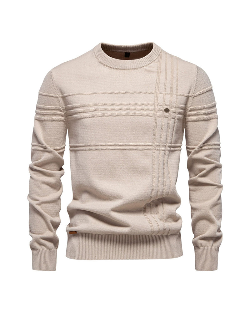 Big & Tall Men's Simple Jacquard Saffiano Crewneck Pullover Sweater S-2XL