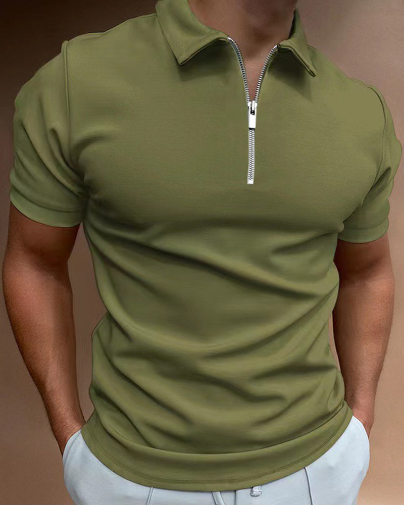 Summer Men's Polo Shirt Solid Color Short-sleeved Lar T-shirt Casual Fit Top Large Size