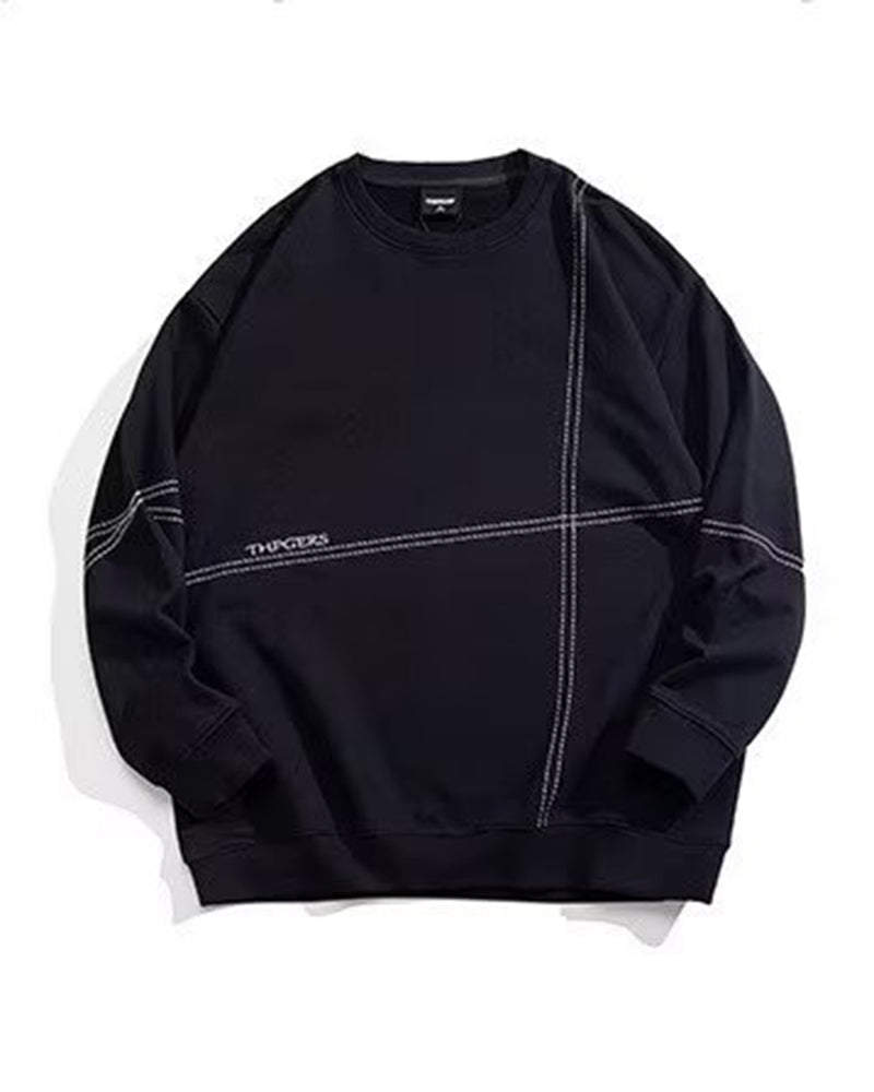 Big & Tall Men's Simple Sewing Line Crewneck Pullover Sweat XL-8XL