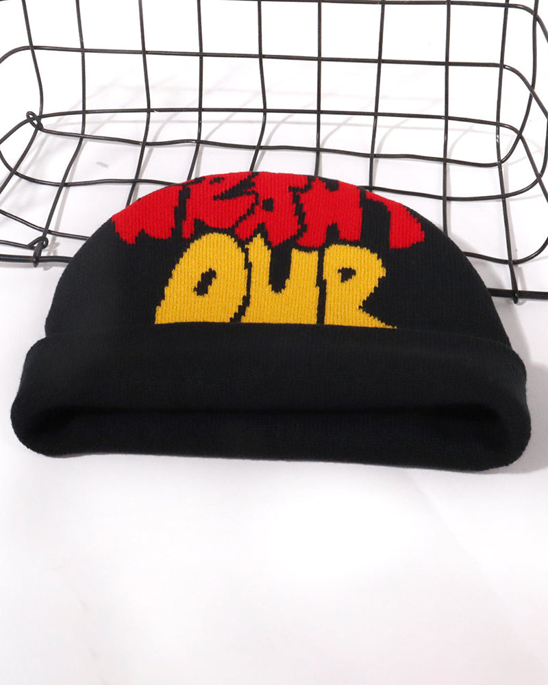 WANT OUR FUTURE Alphabet Jacquard Knit Hat