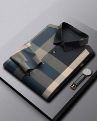 Big & Tall Men's Business Plaid Stripe Non-Ironing Long Sleeve Shirt M-4XL