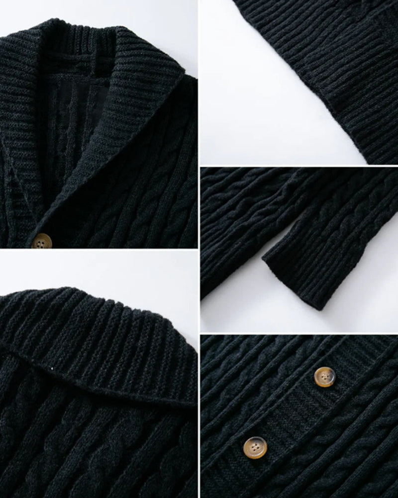 Big & Tall Men's Medium And Long Thick Needle Twist Cardigan Sweater Jacket M-3XL