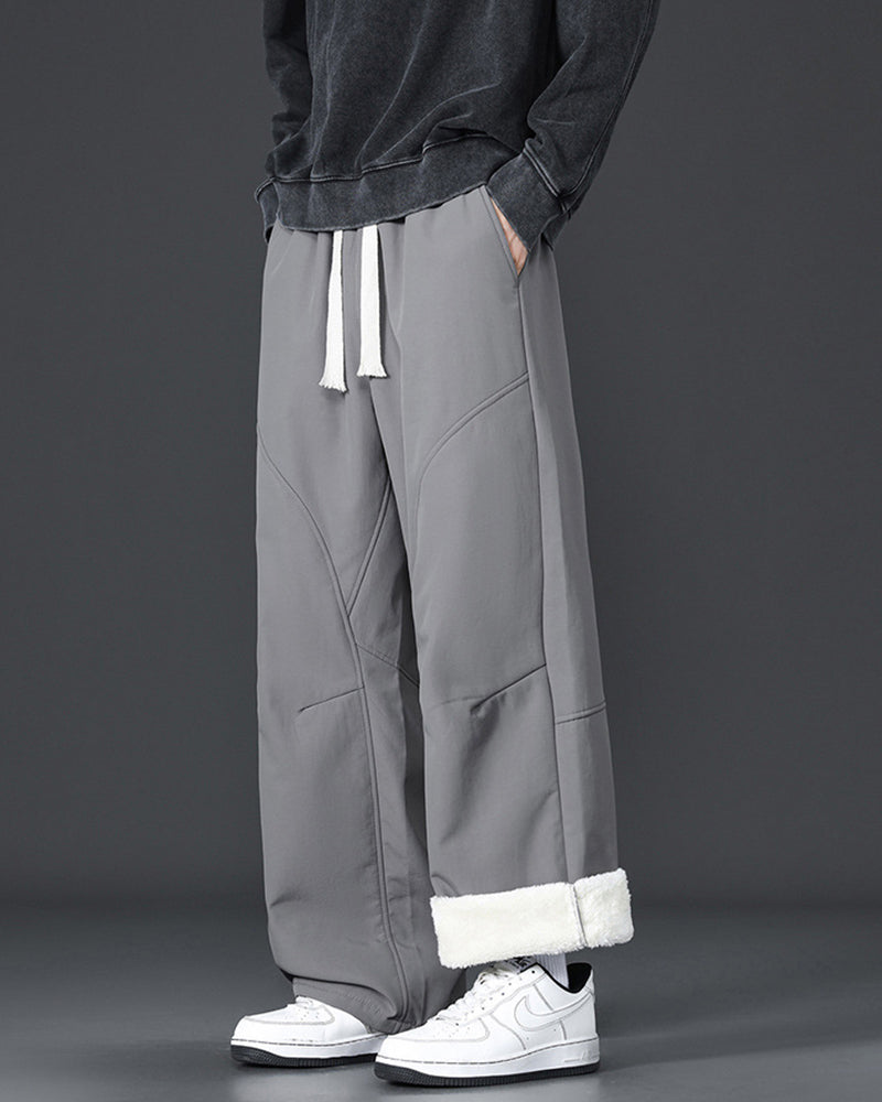 Big & Tall Men's Lamb Velvet Thickened Warm Cold-proof Straight Pants M-4XL