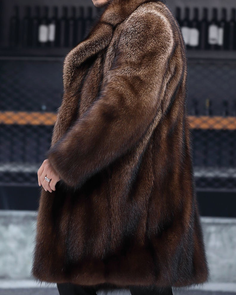 Big & Tall Men's Faux Fur Casual Thickened Long Coat M-5XL