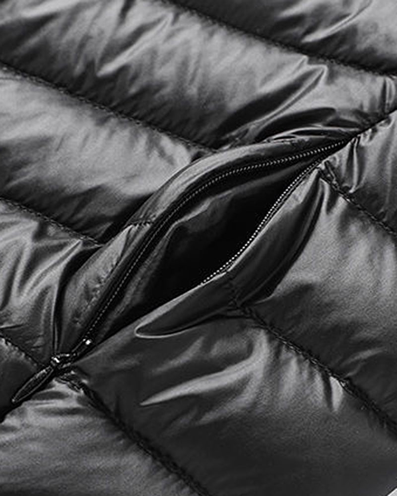 Big & Tall Men's Solid Color Hooded Collar Light Down Cotton-padded Jacket M-5XL