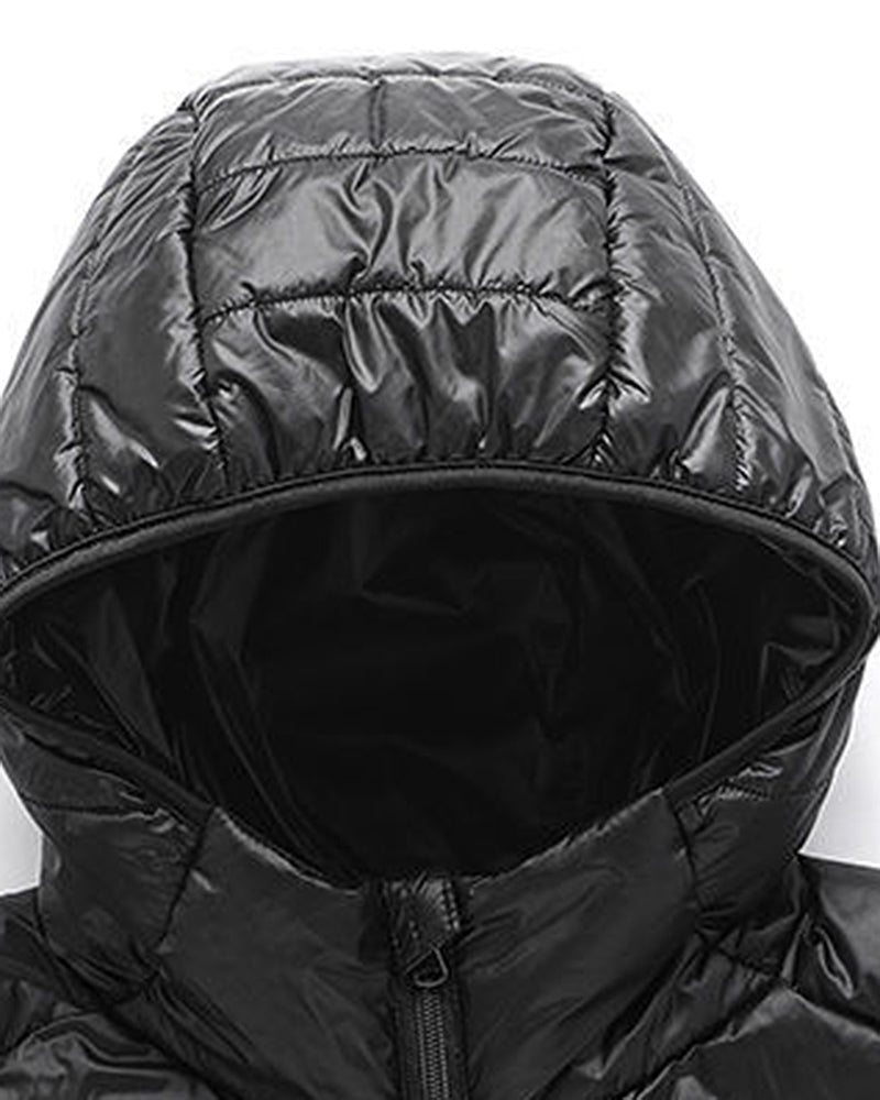 Big & Tall Men's Solid Color Hooded Collar Light Down Cotton-padded Jacket M-5XL