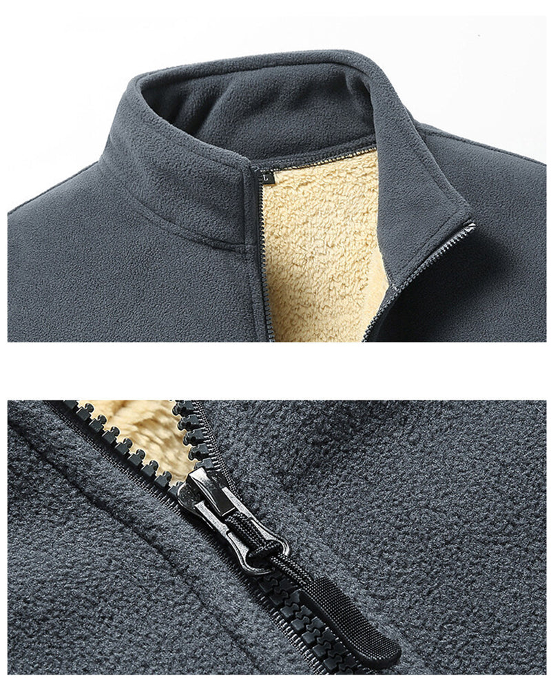 Big & Tall Men's Fleece Solid Color Zip Jacket Coat M-8XL