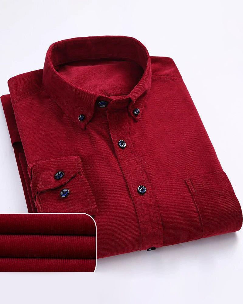 Big & Tall Men's Casual Corduroy Lined Cotton Long Sleeve Shirt S-4XL