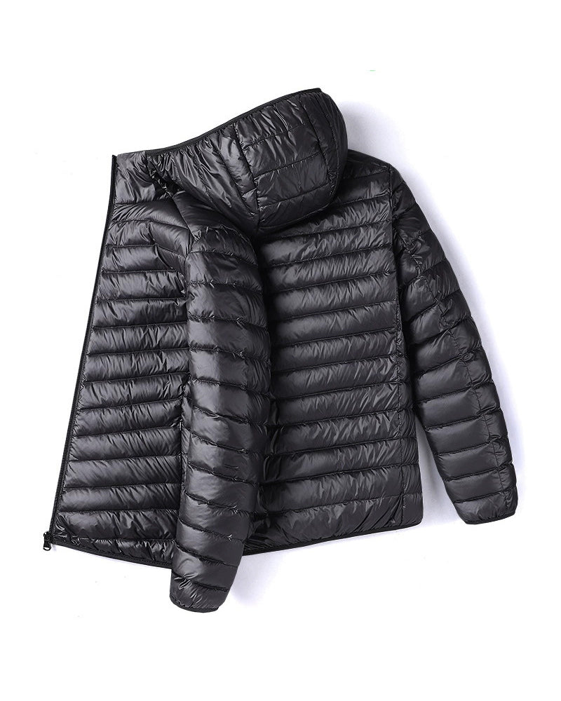 Big & Tall Men's Solid Color Hooded Collar Light Down Cotton-padded Jacket M-5XL