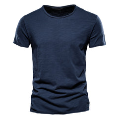 Big & Tall Men's Solid Color Slub Cotton Crewneck Short-sleeved T-shirt S-5XL