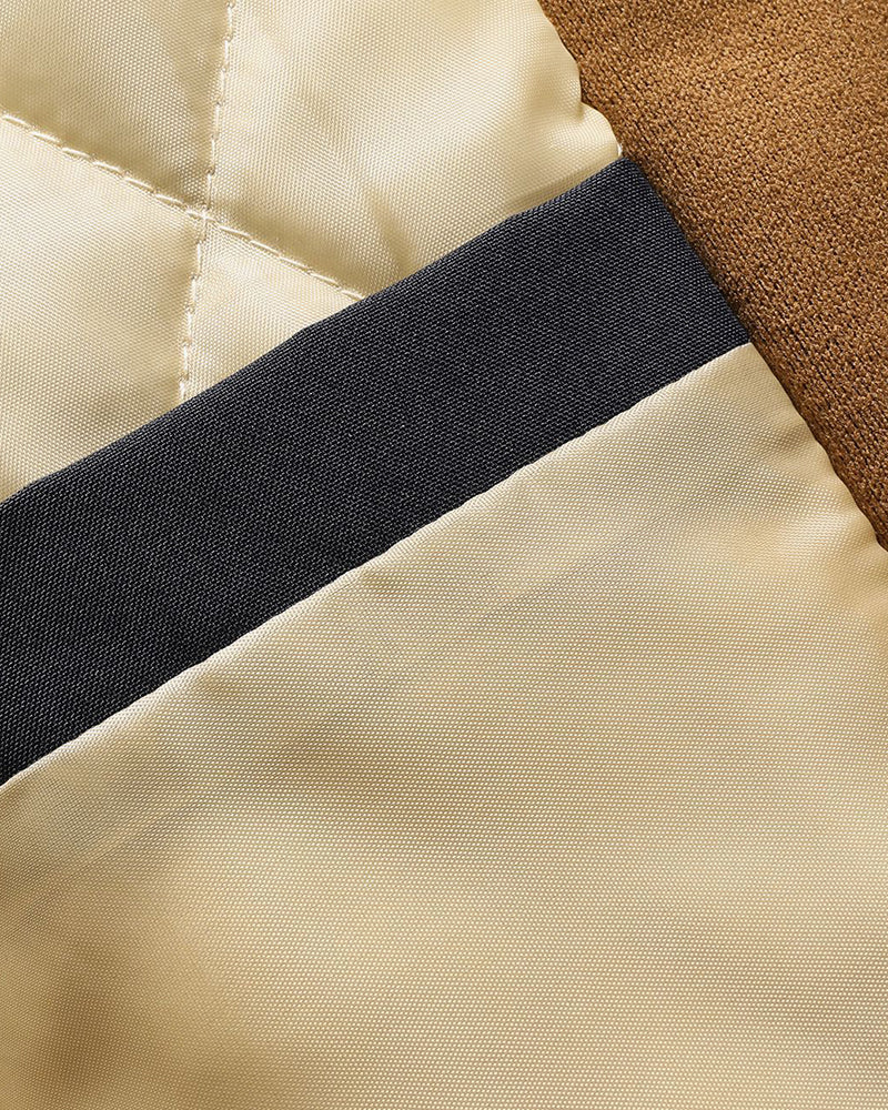 Big & Tall Men's Quilted Cotton Hooded Fake Two-Piece Jacket Coat S-3XL