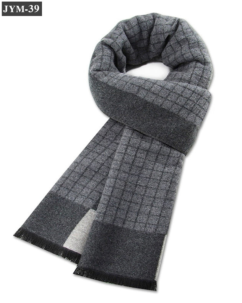 New Men's Scarf Wool Blended Plaid Scarf Men's Winter Warm Plaid Scarf Factory Customized Wholesale