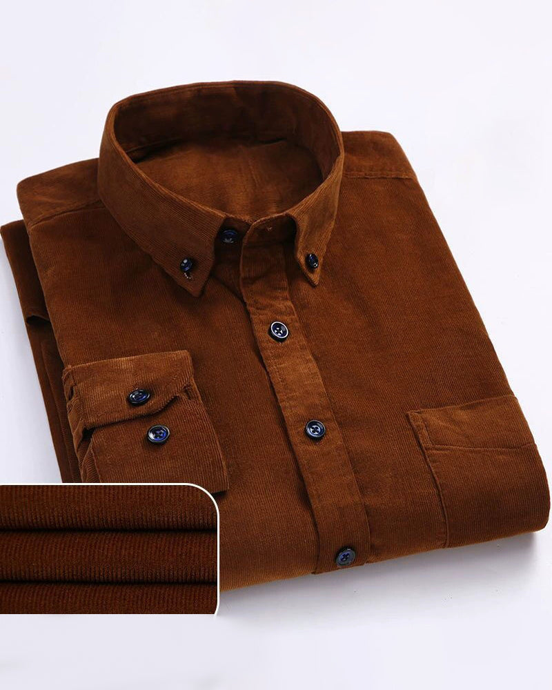 Big & Tall Men's Casual Corduroy Lined Cotton Long Sleeve Shirt S-4XL