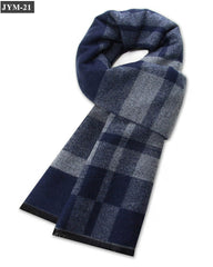 Wool Blend Plaid Scarf Men's Winter Warm Plaid Scarf