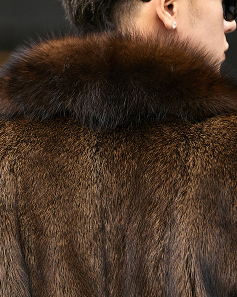 Big & Tall Men's Casual Business Mink Faux Fur Long Coat M-5XL