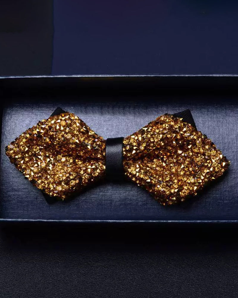 3D Crystal Fashion Sharp Horn Bow Tie