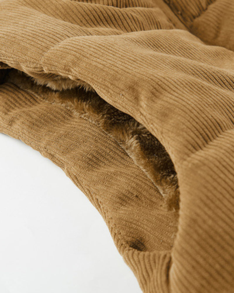 Big & Tall Men's Thickened Stand-up Collar Corduroy Vest M-6XL