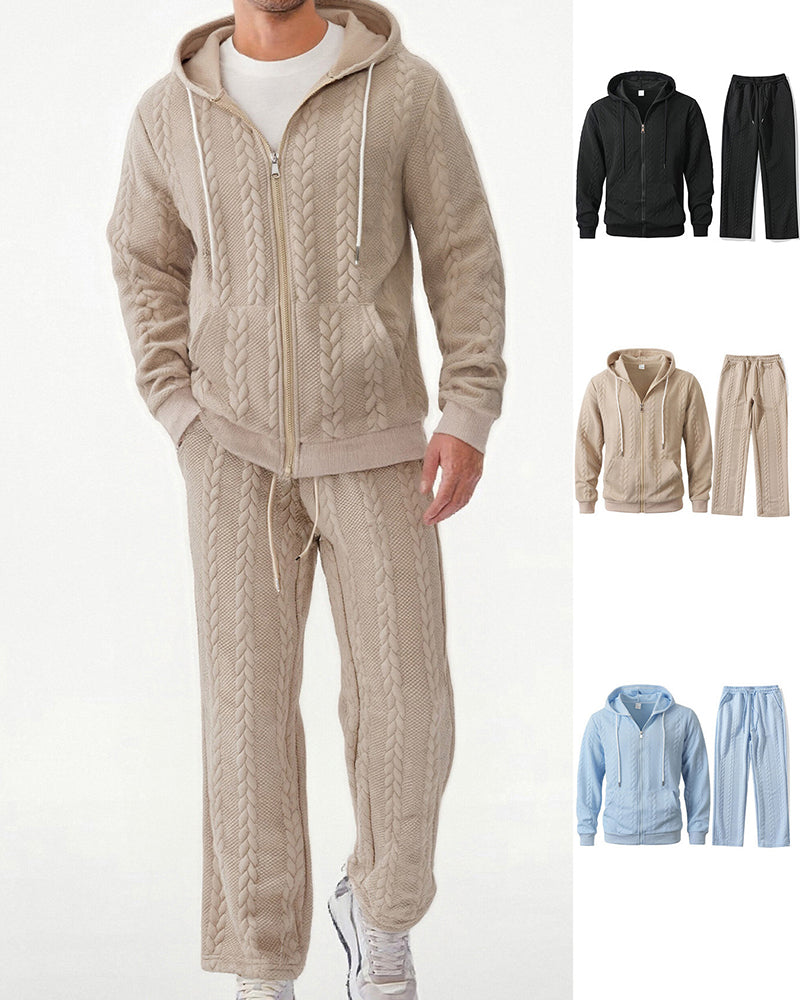 Big & Tall Men's Jacquard Hoodie Pants Set S-2XL