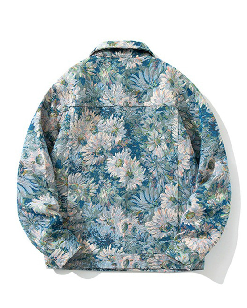 Big & Tall Men's Embroidered Denim Jacket Coat M-4XL