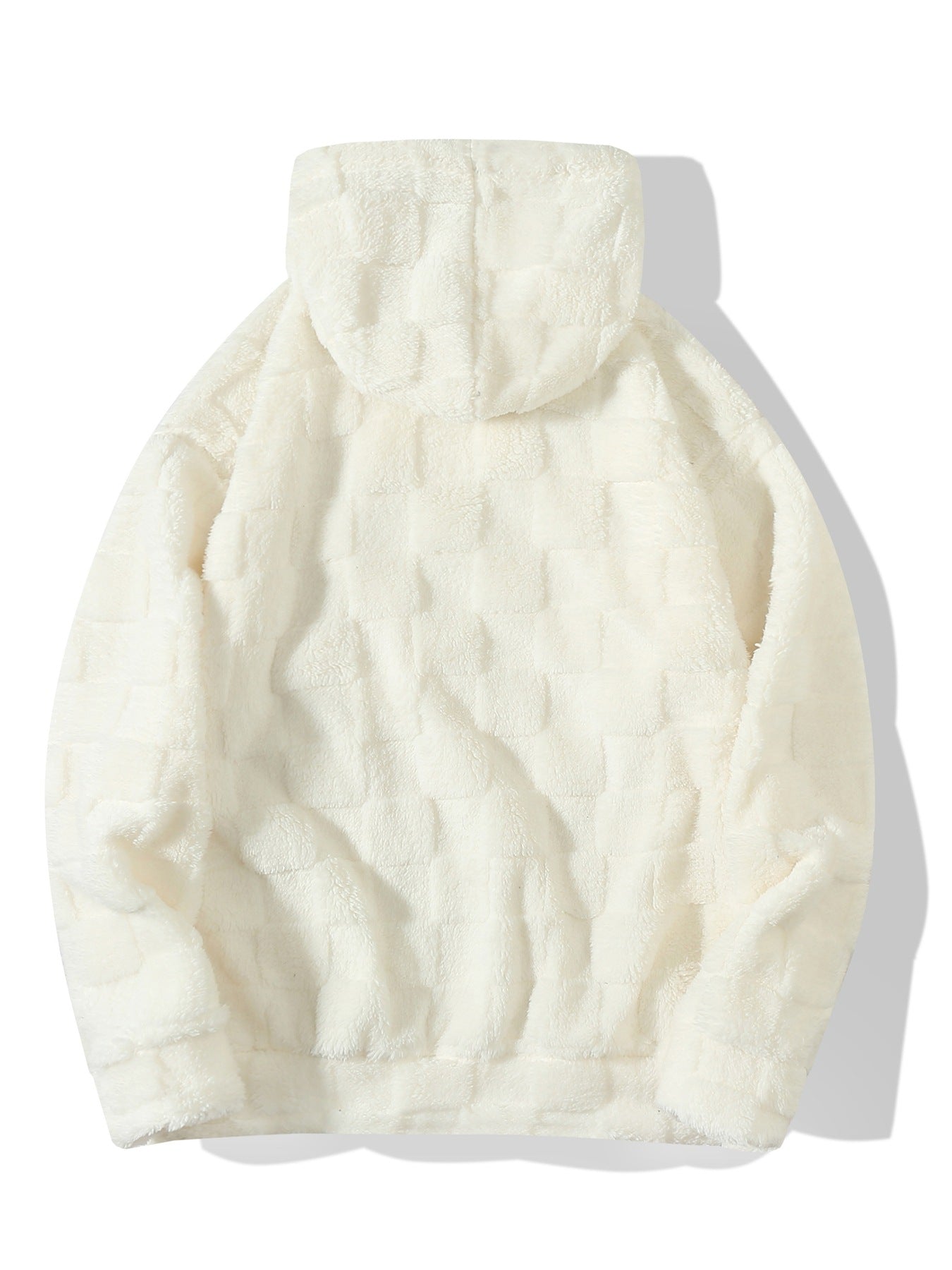 Big & Tall Men's Solid Color Square Plaid Plush Hooded Sweatshirt S-2XL