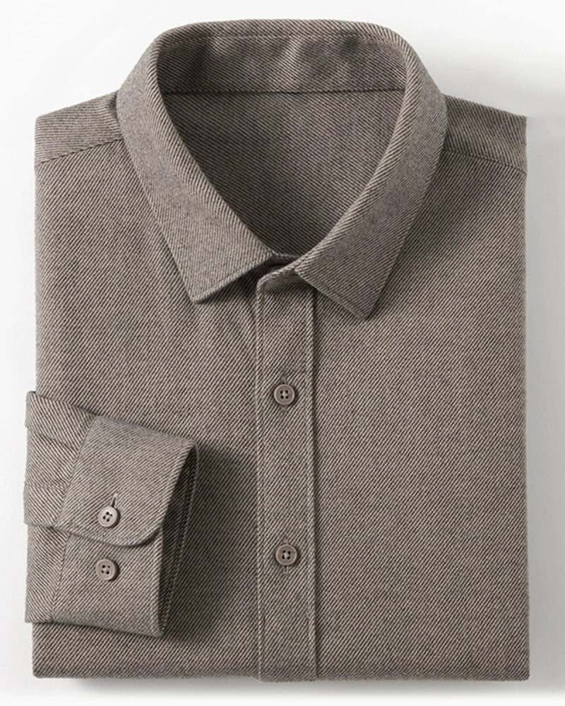 Big & Tall Men's Wool Blend Twill Long Sleeve Shirt Machine Washable Wrinkle Resistant S-4XL