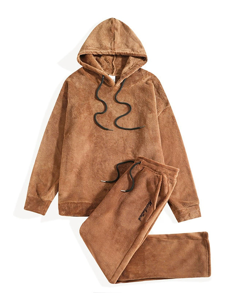 Big & Tall Men's Solid Color Sweat Hooded Pants Set S-2XL