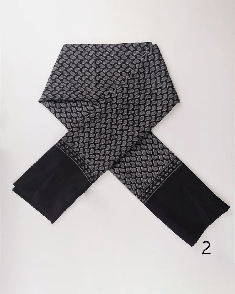 Men's Business British Silk Scarf Washed Velvet Long Scarf Suit Scarf