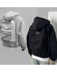 Big & Tall Men's Design Three-dimensional Schoolbag Sports Hooded Sweater M-3XL