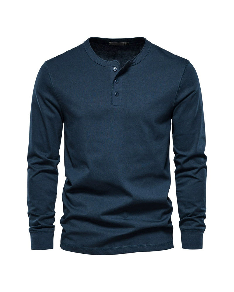 Big & Tall Men's Henry Neck/Round Neck Long Sleeve T-Shirt Base Top XS-5XL