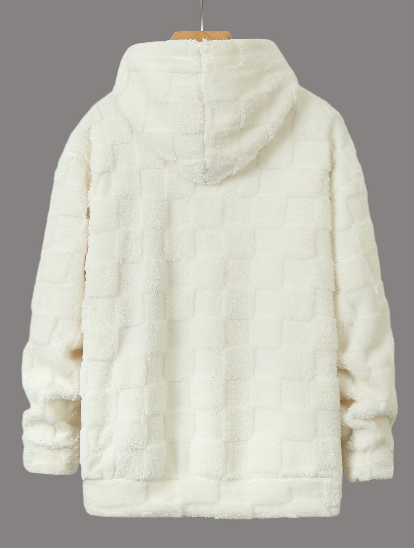 Big & Tall Men's Solid Color Square Plaid Plush Hooded Sweatshirt S-2XL