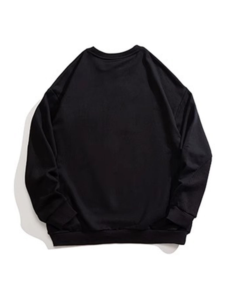 Big & Tall Men's Splicing Pocket Crewneck Plus Velvet Crewneck Sweatshirt 2XL-8XL