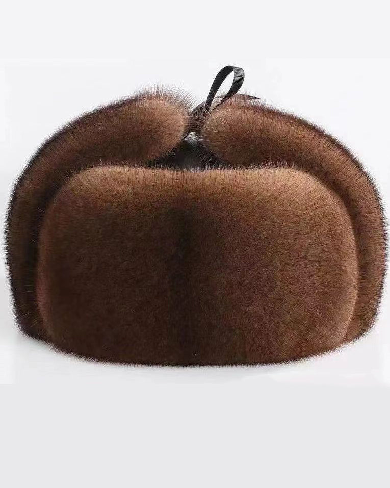 High-Quality Faux Mink Thickened Warm Adjustable Outdoor Hat