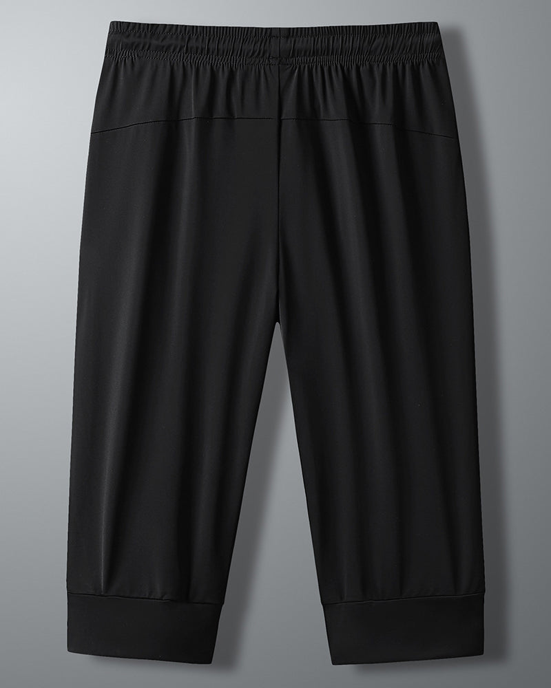 Men's Ice Silk Pants Capri Pants Sports Shorts Summer Stretch Air Conditioning Pants Breathable Loose Trendy All-match Large Size Pants