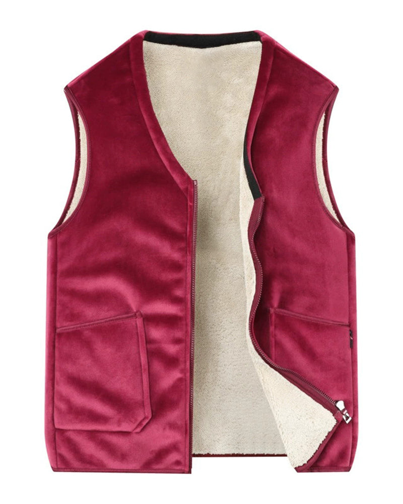 Big & Tall Men's Warm Padded Double-sided Lamb Velvet Vest L-6XL