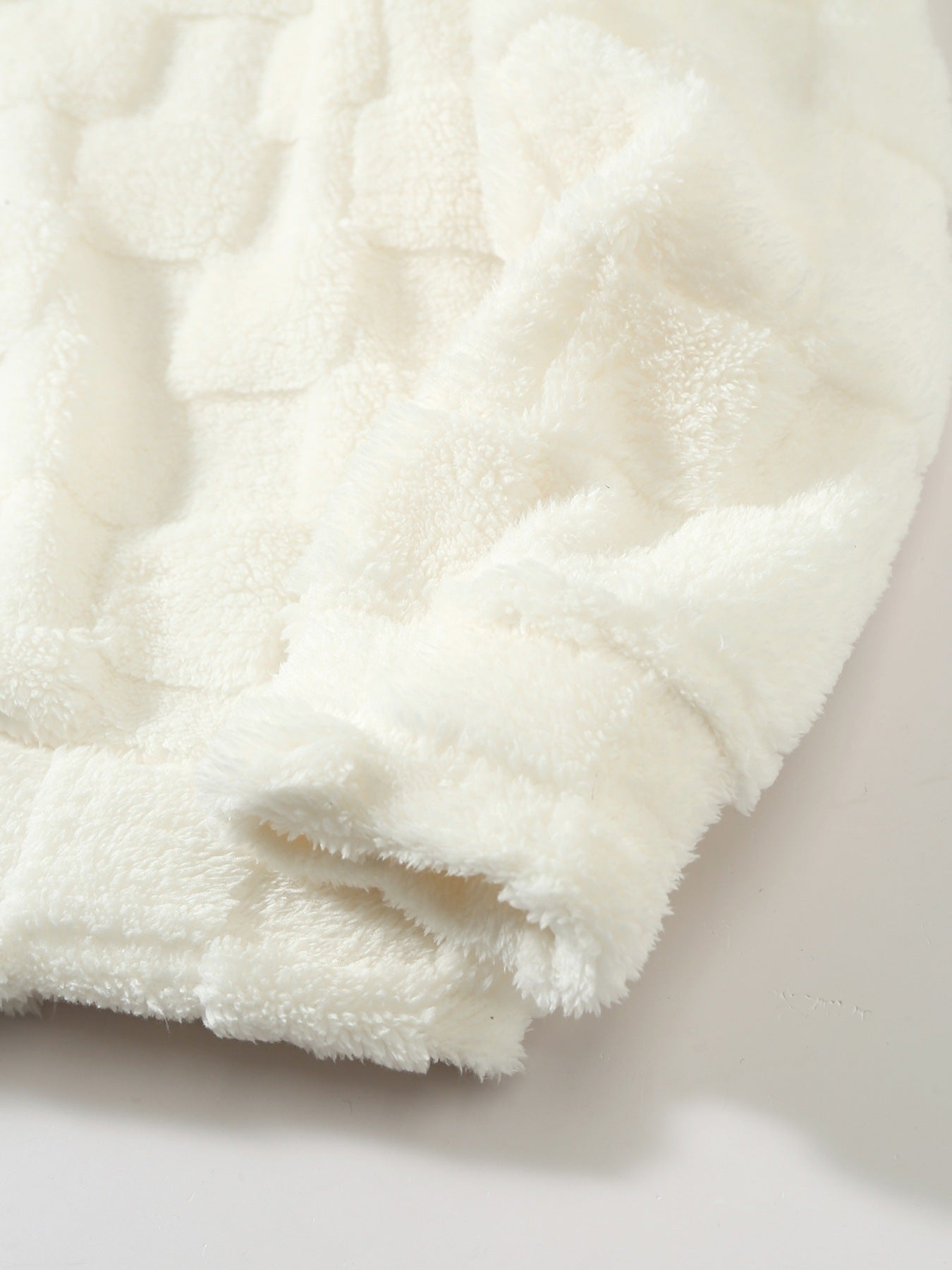 Big & Tall Men's Solid Color Square Plaid Plush Hooded Sweatshirt S-2XL