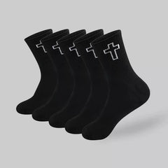 5 Pairs/10 Pairs Men/Women Solid Color Ankle Socks,  Black & White, Versatile Crew Socks For All Seasons, Fall