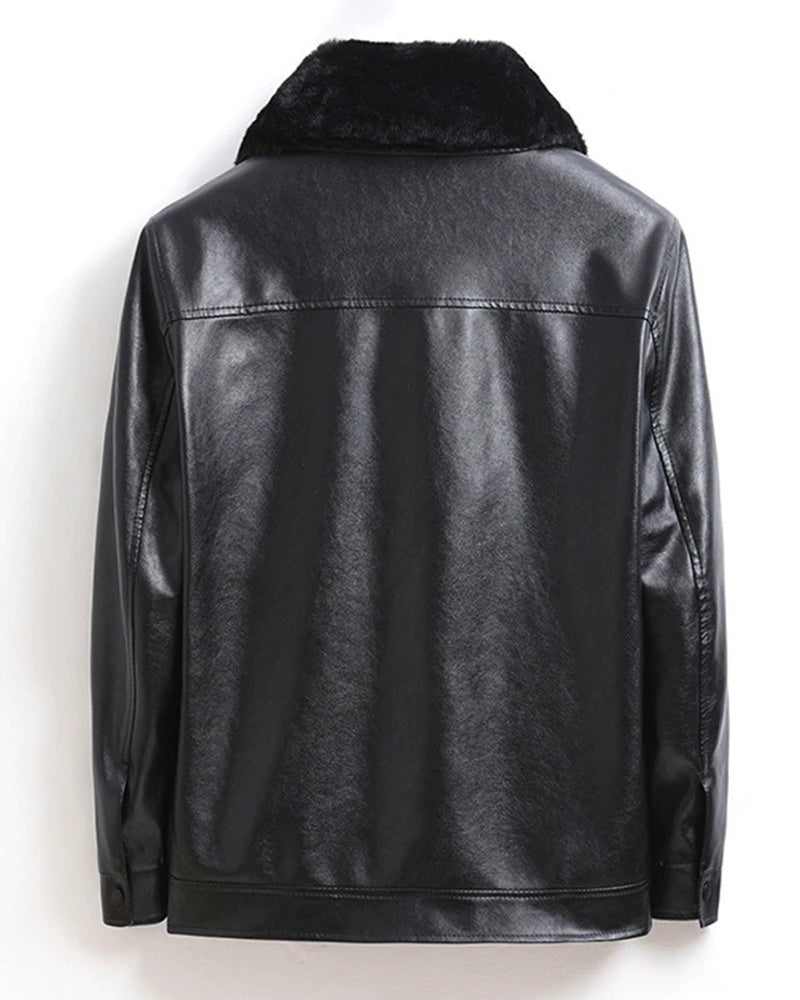 Big & Tall Men's Warm Padded Lapel Fur Collar Detachable Jacket Coat M-3XL