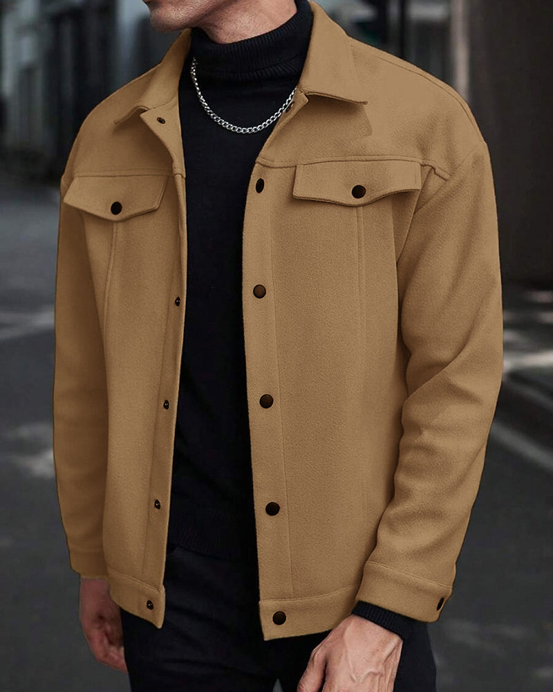 Big & Tall Men's Business Lapel Tweed Coat Jacket S-3XL