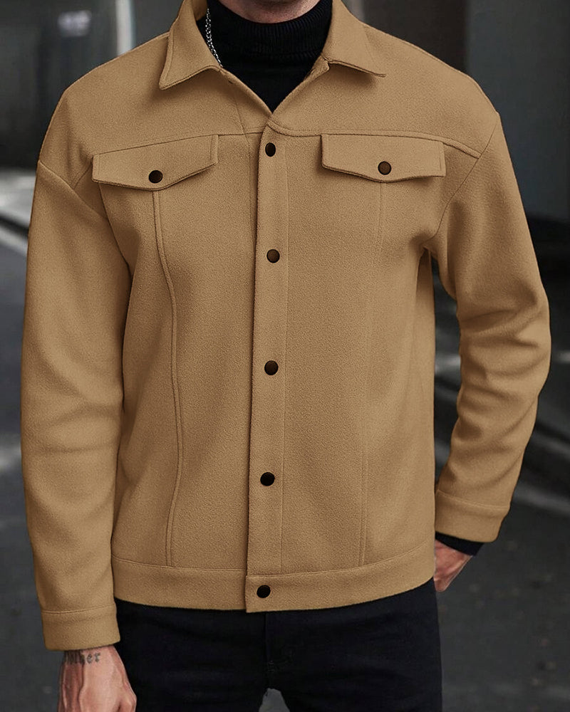 Big & Tall Men's Business Lapel Tweed Coat Jacket S-3XL