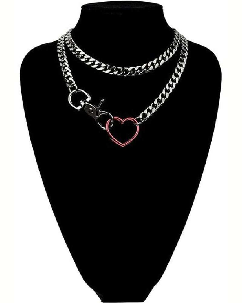 Heart-shaped Multilayer Cuban Necklace