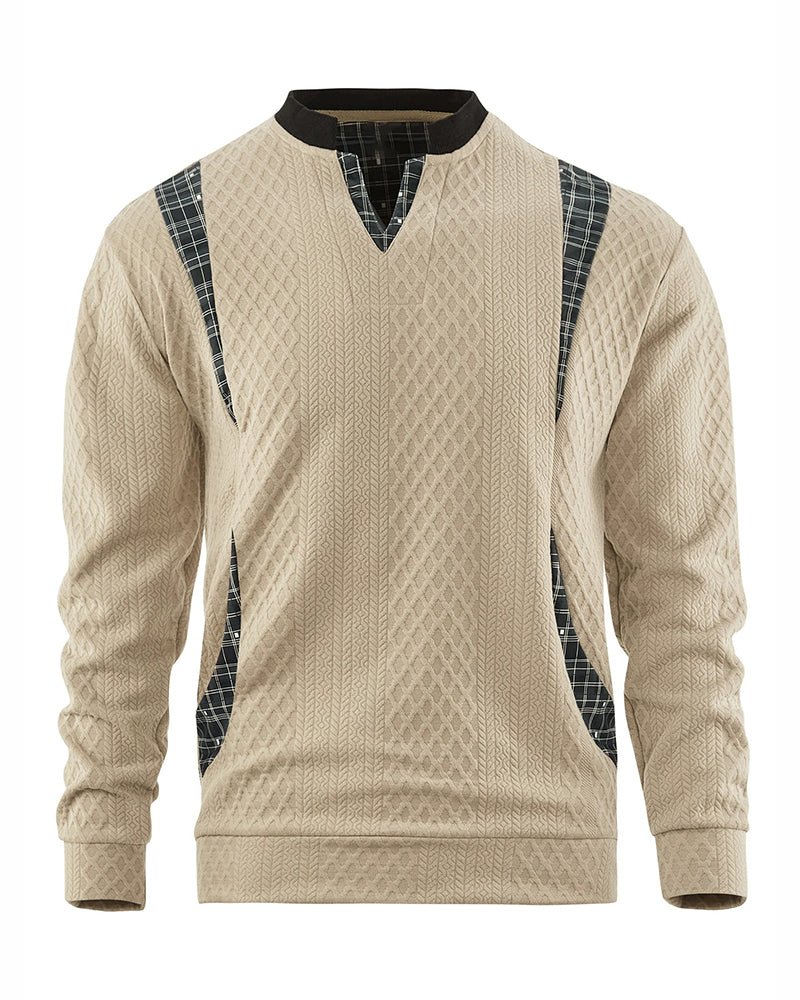 Big & Tall Men's Contrast Color Pullover Knit V-Neck Top S-3XL