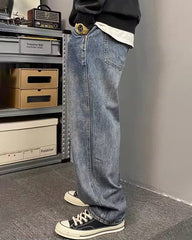 Big & Tall Men's Japanese Vintage Washed Jeans  M-8XL