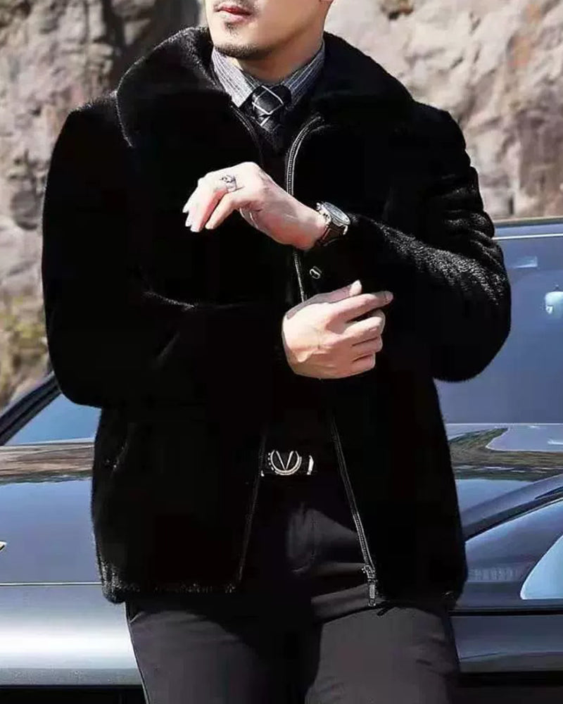 Big & Tall Men's Mink Faux Fur Hooded Coat M-6XL